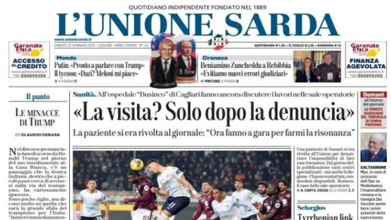 Ko 2-0 a Torino, L'Unione Sarda in prima pagina: "Cagliari, un passo indietro"