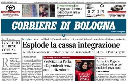 Il Corriere di Bologna in prima pagina: "Ferguson si blocca, il mercato è congelato"