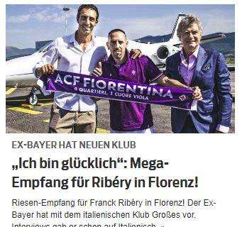 Ribery alla Fiorentina, SportBild: "Mega-accoglienza a Firenze"