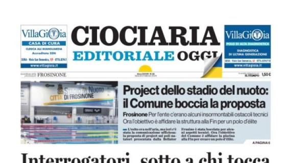 L'apertura di Ciociaria Oggi recita così: "A Firenze probabili novità in difesa"