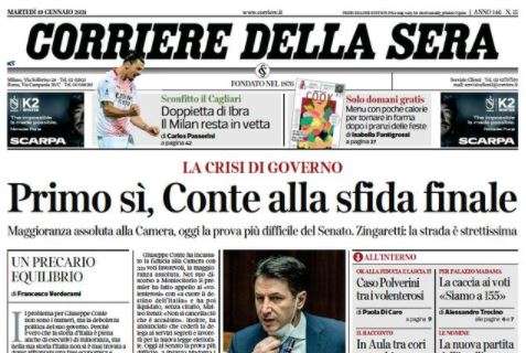 Il Corriere della Sera: "Doppietta di Ibra. Il Milan resta in vetta"