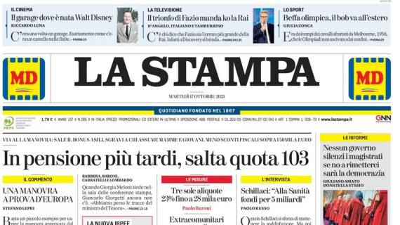 La prima pagina de La Stampa sui fatti di Belgio-Svezia: "Terrore a Bruxelles"