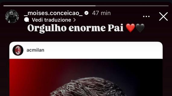 Conceicao al Milan orgoglio di famiglia. Il messaggio social del figlio Moises