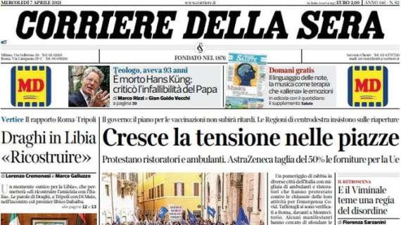 Il Corriere della Sera in apertura su Pirlo e Gattuso: "Champions e veleni"