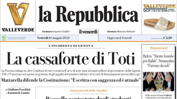 La Repubblica in prima pagina: "Atalanta in paradiso. Prima finale europea nella sua storia"