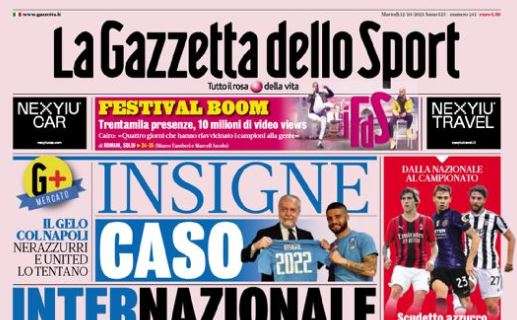 L'apertura de La Gazzetta dello Sport: "Insigne, caso Internazionale"