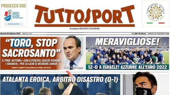 L'apertura di Tuttosport: "Dea scippata!". Atalanta penalizzata dall'arbitro in Champions