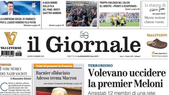 Troppa ferocia nel calcio, gli arbitri insorgono. Il Giornale apre: "Pronti a scioperare"