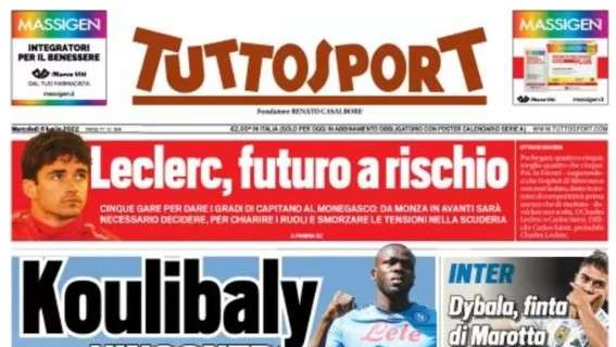 L'apertura di Tuttosport: "Koulibaly l'incontro, Di Maria le visite, Pogba lo sbarco"