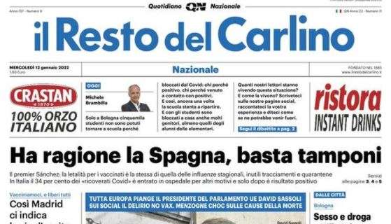 Il Resto del Carlino: "Orsolini illude, Bologna sconfitto. Rabbia Sinisa"