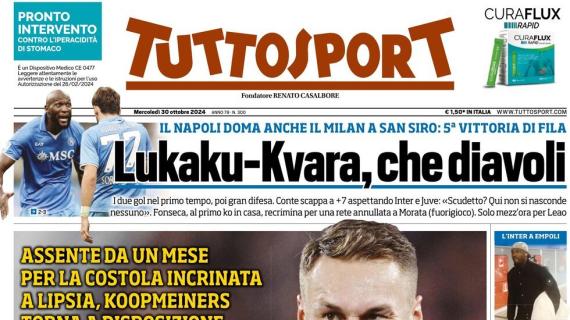 Tuttosport apre: "RoboKoop". Rientro dopo un mese per l'olandese ex Atalanta