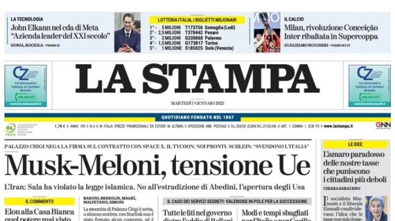 La Stampa: "Milan rivoluzione Conceicao: Inter ribaltata in Supercoppa"