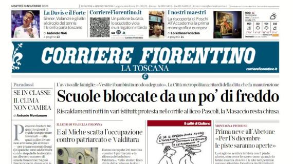 Il Corriere Fiorentino in prima pagina: "Viola Park, la Fiorentina si fa il parcheggio"