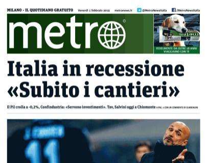 Metro ed.Milano sull'Inter: "Addio coppa"