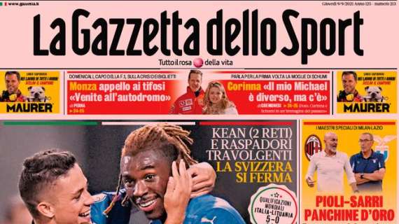 L'apertura odierna de La Gazzetta dello Sport in prima pagina: "Sorridi Italia"