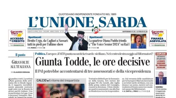 L'Unione Sarda in prima pagina verso la sfida alla Dea: "Sarà il Cagliari di Gaetano"
