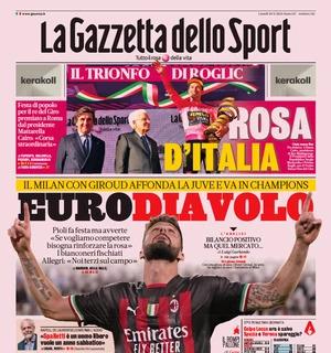 La prima pagina de La Gazzetta dello Sport sul Milan che batte la Juve: "EuroDiavolo"