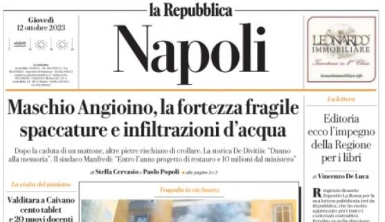 la Repubblica (Napoli) titola: "Napoli, il gran rifiuto di Conte: 'Mi godo la famiglia...'"