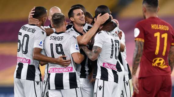 Udinese, prima vittoria all'Olimpico contro la Roma dal 2012: erano 6 sconfitte consecutive