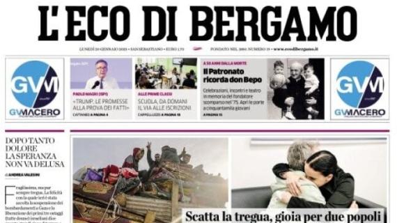 L'Eco di Bergamo: "L'Atalanta si rituffa in Champions: domani c'è lo Sturm"