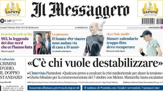 Il Messaggero in prima pagina: "La Lazio vola al quarto posto, Roma fermata dal Monza"