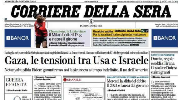 Il CorSera apre così in prima pagina: "Il Milan batte il PSG e riapre il girone"