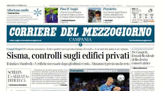 Il Corriere del Mezzogiorno apre: "Grande Napoli, ma non basta per questo Real"