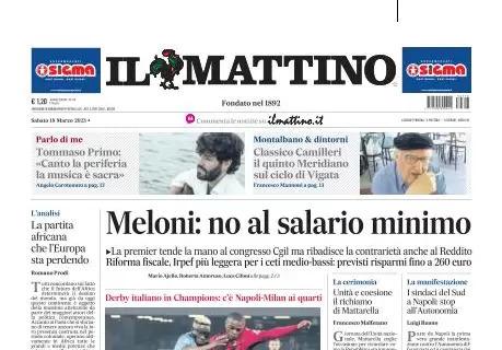 "Diavoli azzurri" titola in prima pagina Il Mattino sui sorteggi Champions