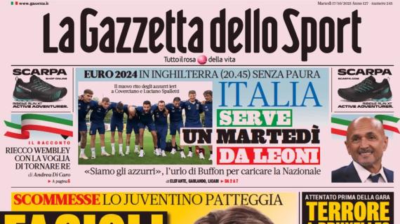 La prima pagina de La Gazzetta dello Sport titola così: "Fagioli, arriva lo stop"