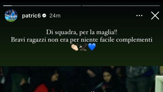 Lazio, Patric esulta dopo il Frosinone e scrive: "Vinto da squadra, solo per la maglia!"
