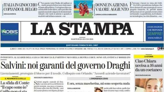 La Stampa in apertura: "Italia in ginocchio copiando il Belgio"