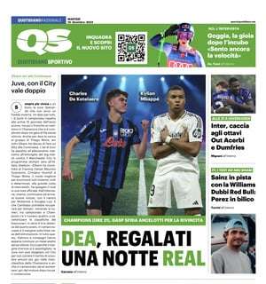 L'apertura di QS è dedicata all'Atalanta da Champions: "Dea, regalati una notte Real"