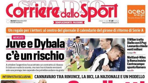 L'apertura del Corriere dello Sport con l'intervista a Cannavaro: "Spalletti il migliore!"