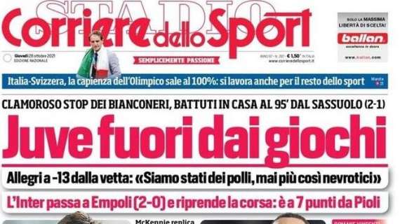 L'apertura del Corriere dello Sport: "Juve fuori dai giochi"