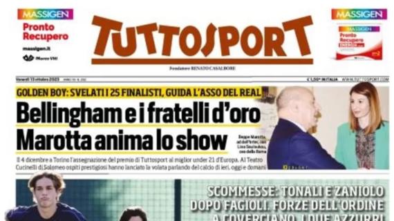 La prima pagina di Tuttosport sul caso Zaniolo-Tonali: "Povera Italia"