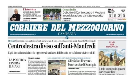 Il Napoli debutta in Coppa Italia. Il Corriere del Mezzogiorno: "Maradona tutto esaurito"