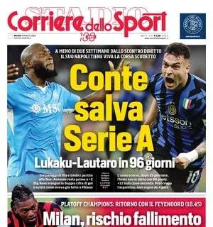 Napoli-Inter, in arrivo la sfida scudetto. L'apertura del CorSport: "Conte salva Serie A"