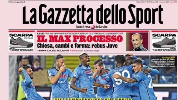 L'apertura odierna de La Gazzetta dello Sport sul 4-0 partenopeo: "Napoli testa tosta"