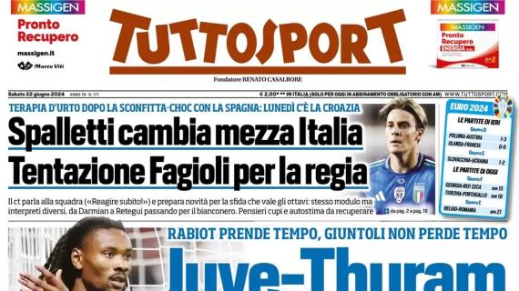 Rabiot prende tempo, Tuttosport in prima pagina: "Juve-Thuram, linea calda!"