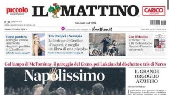 Conte vittorioso e sempre più in vetta, Il Mattino titola: "Napolissimo"