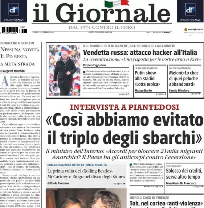 Il Giornale titola: “A San Siro l’Inter batte il Porto 1-0. Tre italiano vincono in Champions”