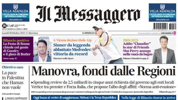 Il Messaggero in prima pagina: "La Roma cade, Mou contro l'arbitro"