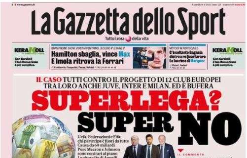 L'apertura de La Gazzetta dello Sport: "Superlega? Super No"