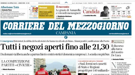 Corriere del Mezzogiorno: "Un Napoli arrembante. De Laurentiis al Maradona"