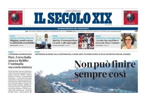 Il Secolo XIX titola in apertura: "Spezia e Verona perdono, la Serie A allo spareggio"