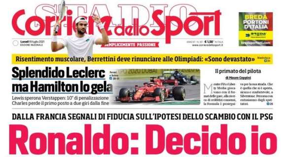 Il Corriere dello Sport in apertura: "Ronaldo: Decido io". Il portoghese tiene in sospeso la Juve