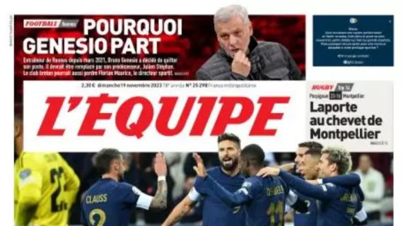 La Francia travolge 14-0 Gibilterra, L'Equipe in prima pagina: "Passeggiata dei francesi"