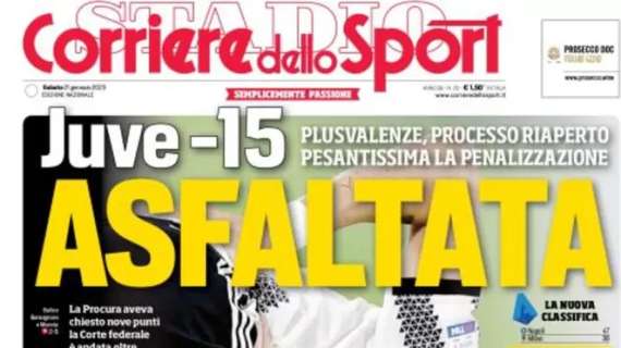 L'apertura del Corriere dello Sport: "Juve -15: asfaltata". Che stangata per i bianconeri!