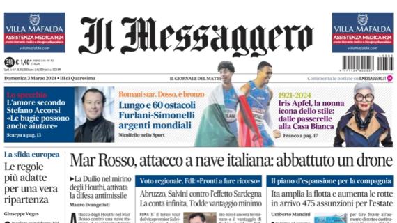 Il Messaggero in prima pagina: "Roma, una sinfonia da Champions"
