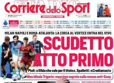 L'apertura del Corriere dello Sport su Milan-Napoli e Roma-Atalanta: "Scudetto, atto primo"